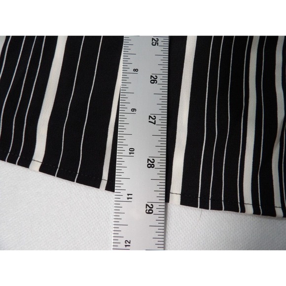 Catherines 1X 18/20 Blouse Black White Striped Collared Button Office Career - Picture 9 of 11